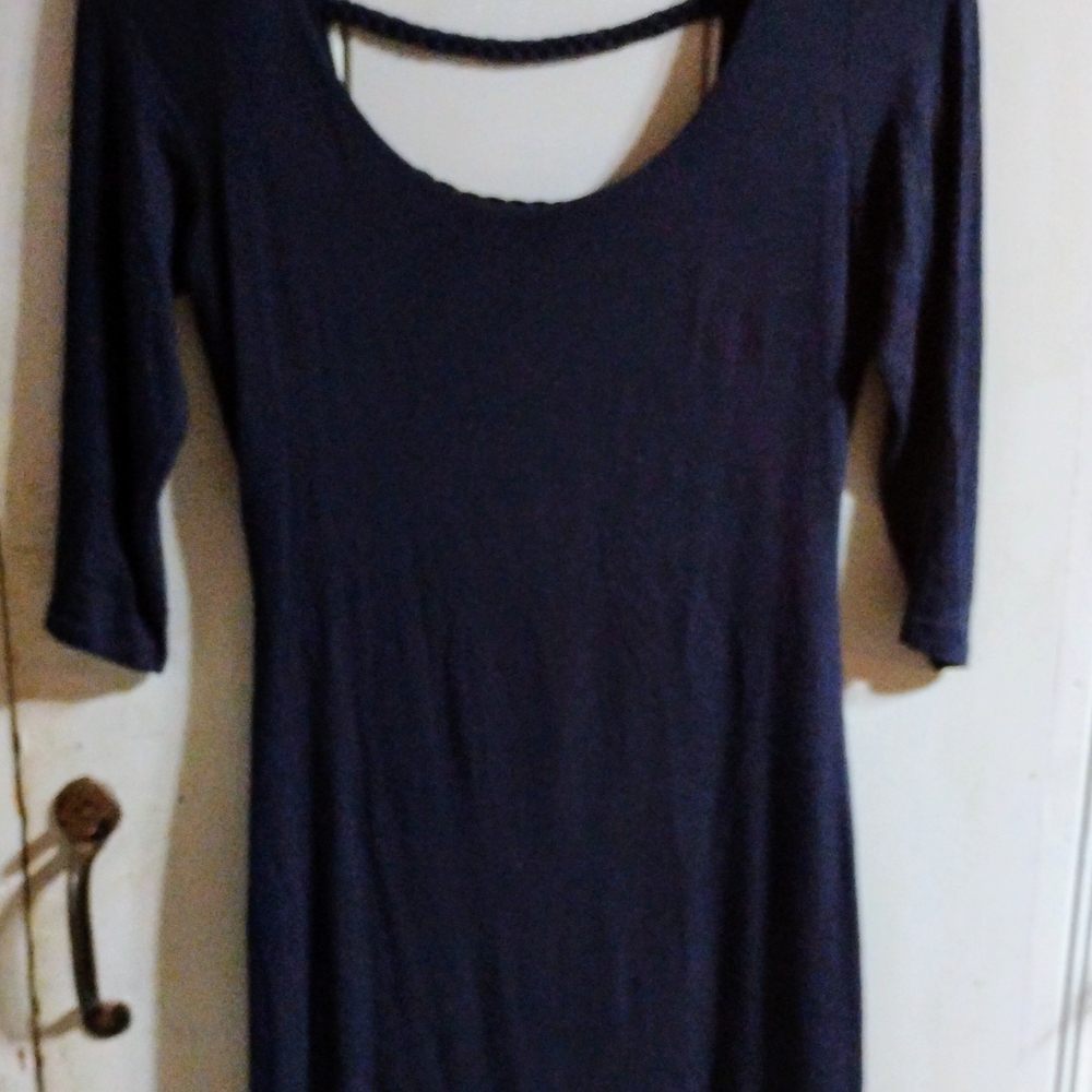 Elegant Backless Navy Dress